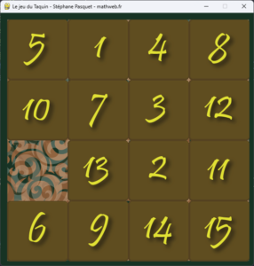 taquin en Python avec images nombres