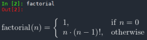 latexify factorial